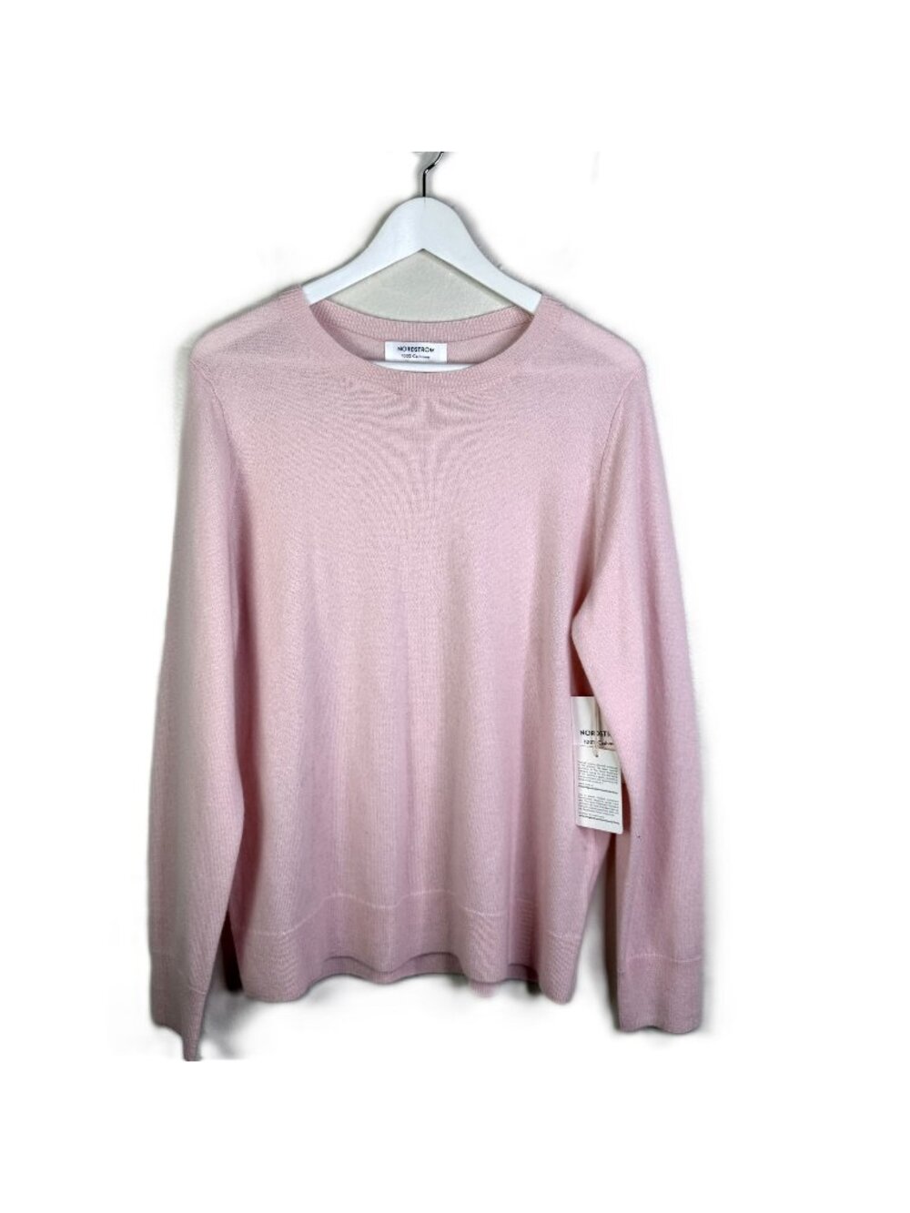 NWT Nordstrom Light Pink 100% Cashmere Pullover Sweater, Size XL